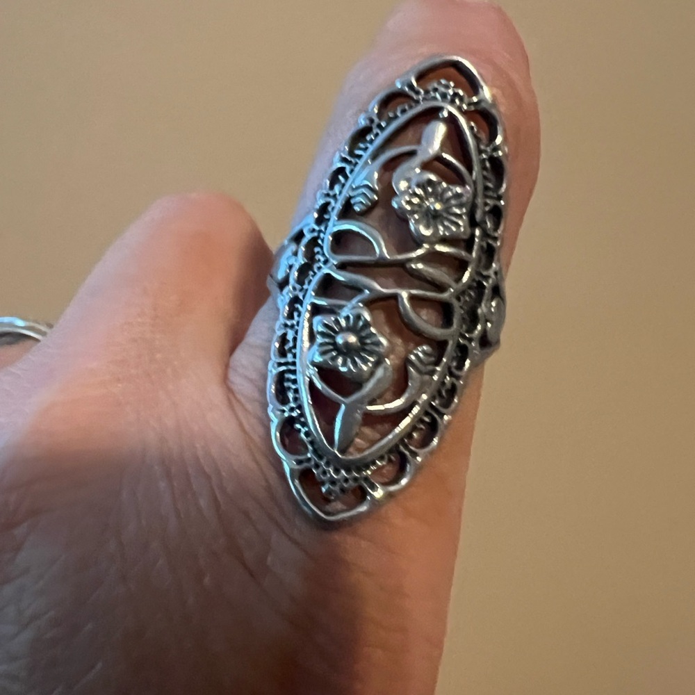 Silver Filigree Statement Ring - Picture 3 of 7